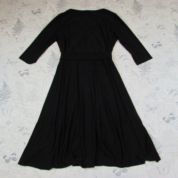 EUC Lauren Ralph Lauren Black Label Surplice Jersey Dress Black Women's 18 - Picture 7 of 8